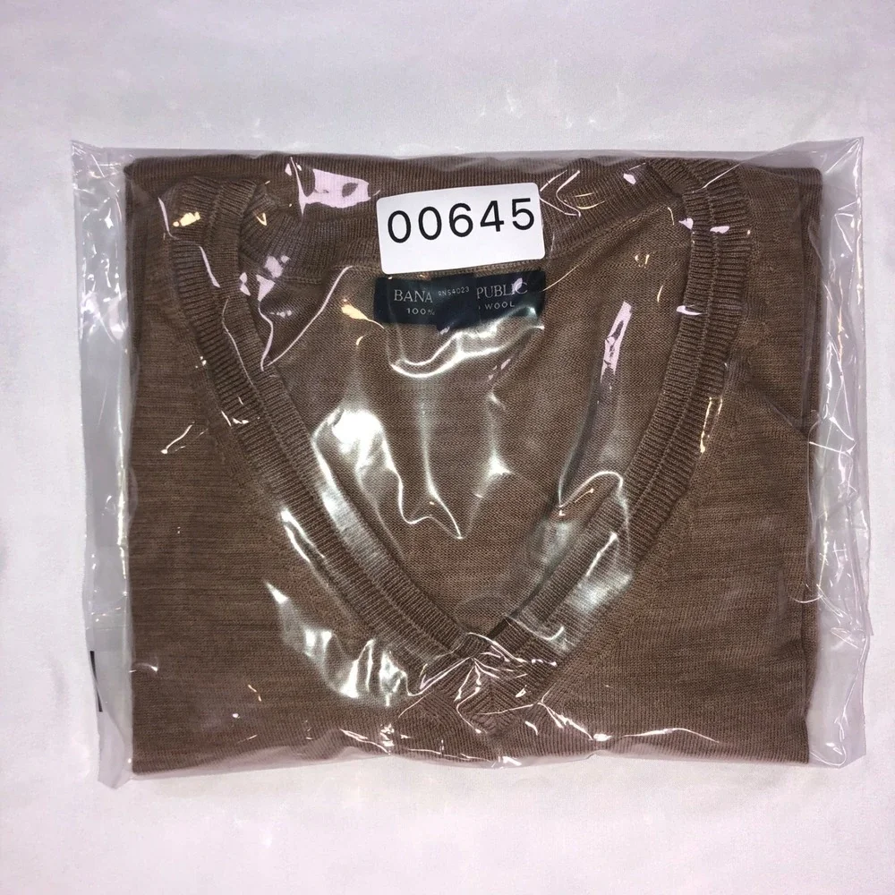 Banana Republic Brown 100% Merino Wool V-Neck Sweater Small Mens Classic Knit